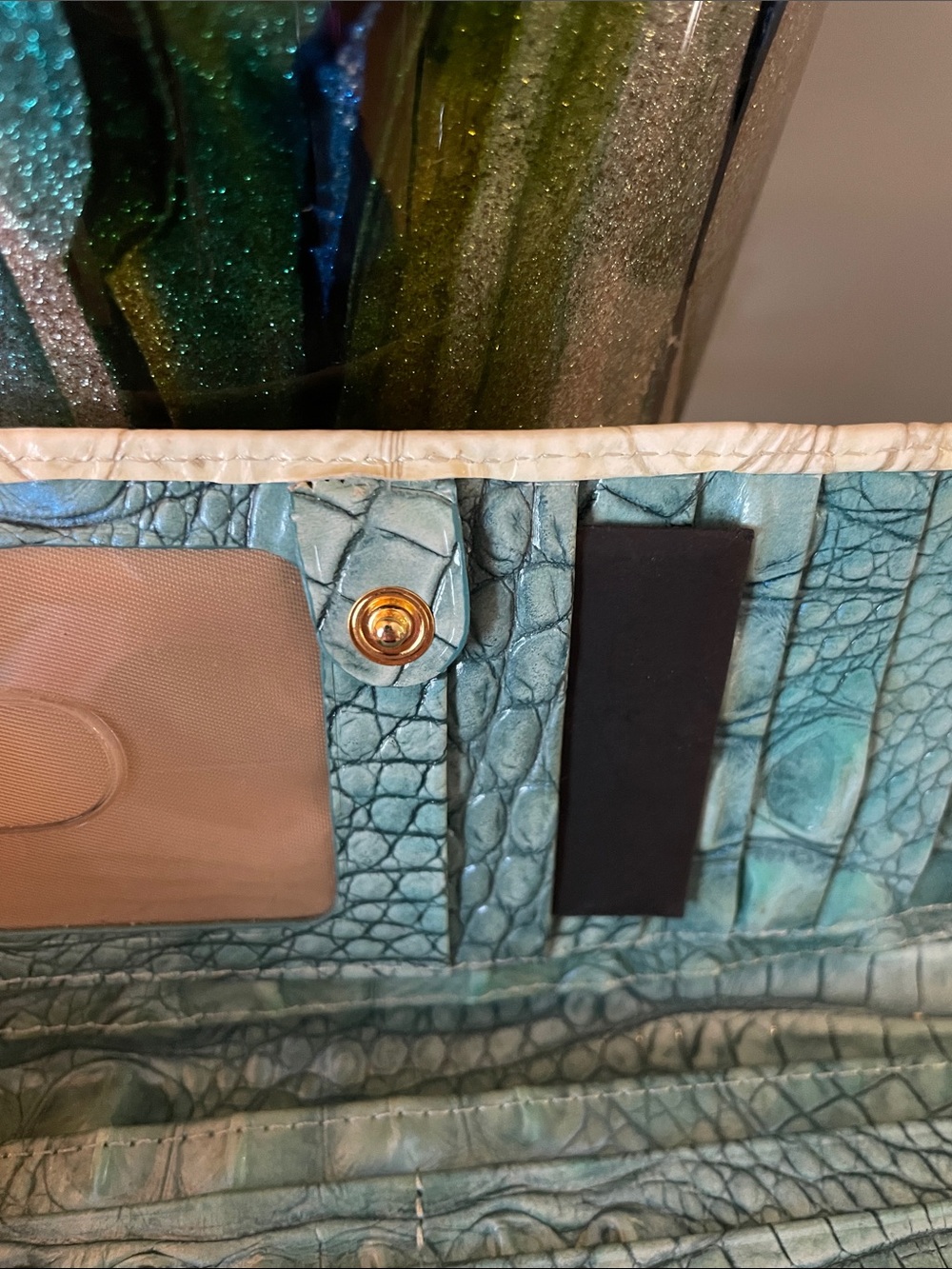 Brahmin Astral and White Croc-Embossed Continental Wallet - Picture 5 of 5